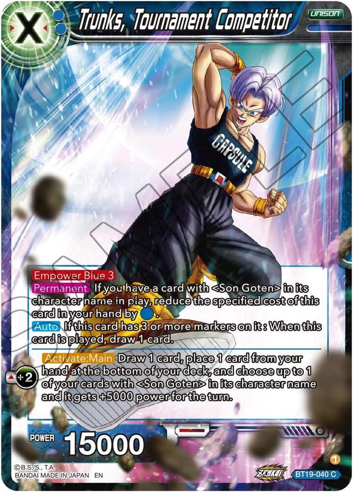Trunks, Tournament Competitor BT19-040 card from Fighter's Ambition