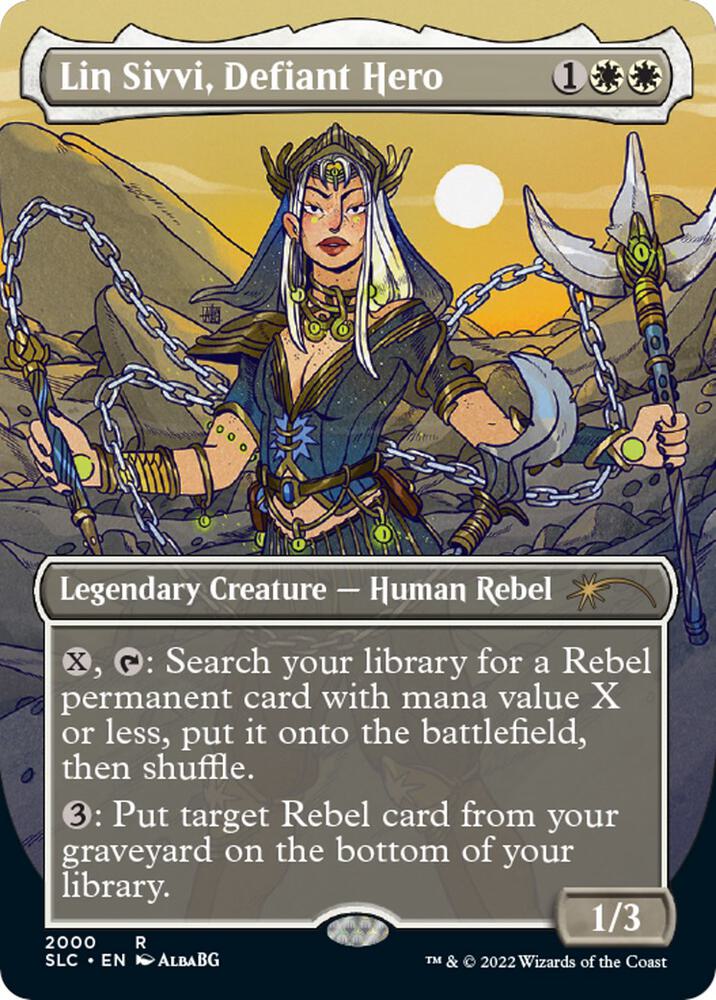 Lin Sivvi, Defiant Hero 2000 card from Secret Lair Countdown Kit