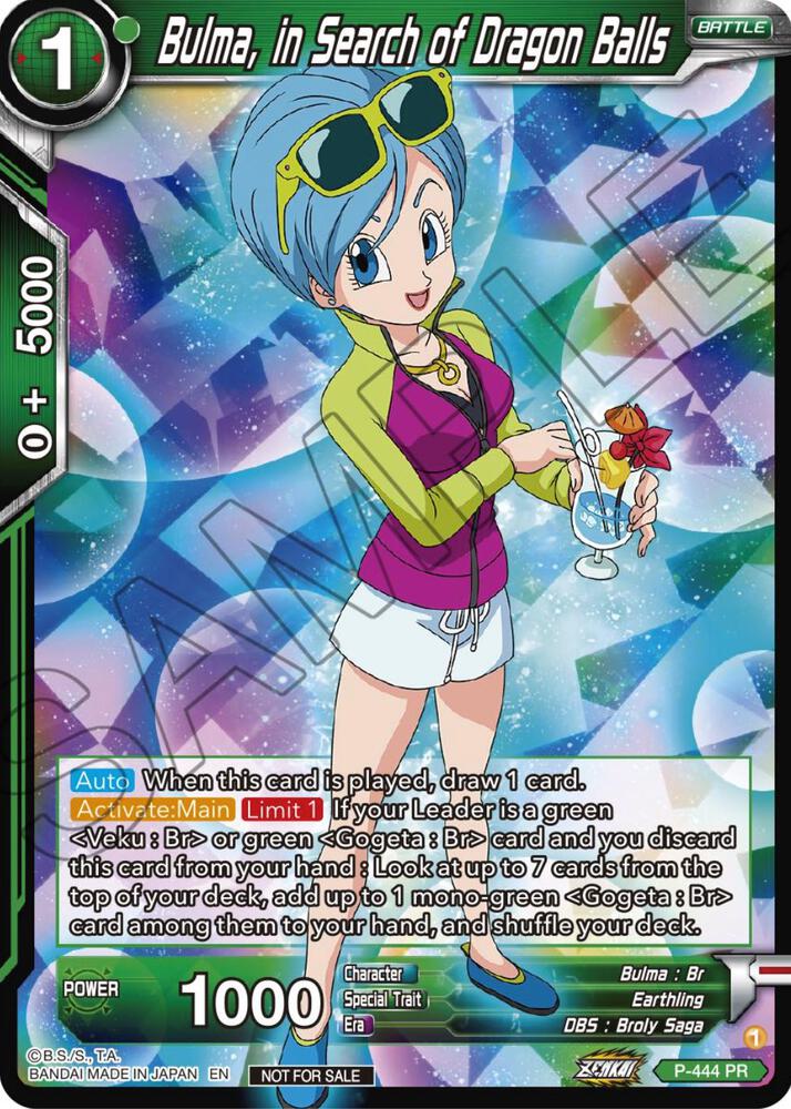 Bulma, In Search of Dragon Balls (Zenkai Series Tournament Pack Vol.2) P-444 card from Tournament Promotion Cards