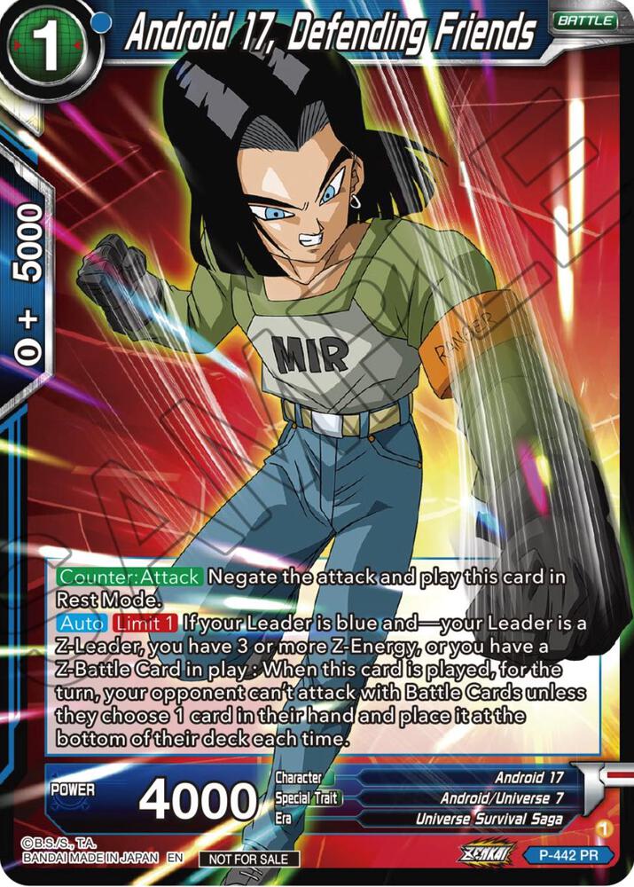 Android 17, Defending Friends (Zenkai Series Tournament Pack Vol.2) P-442 card from Tournament Promotion Cards