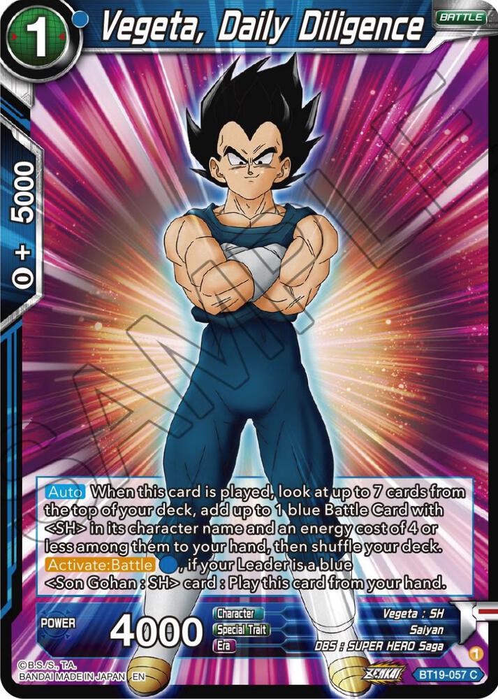 Vegeta, Daily Diligence BT19-057 card from Fighter's Ambition