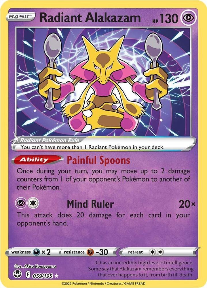 Radiant Alakazam 059/195 card from SWSH12: Silver Tempest