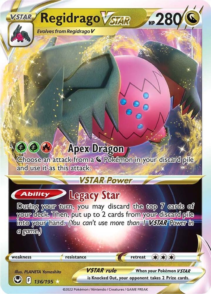 Regidrago VSTAR 136/195 card from SWSH12: Silver Tempest