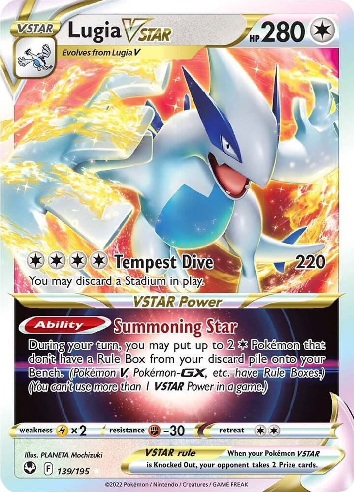 Lugia VSTAR 139/195 card from SWSH12: Silver Tempest