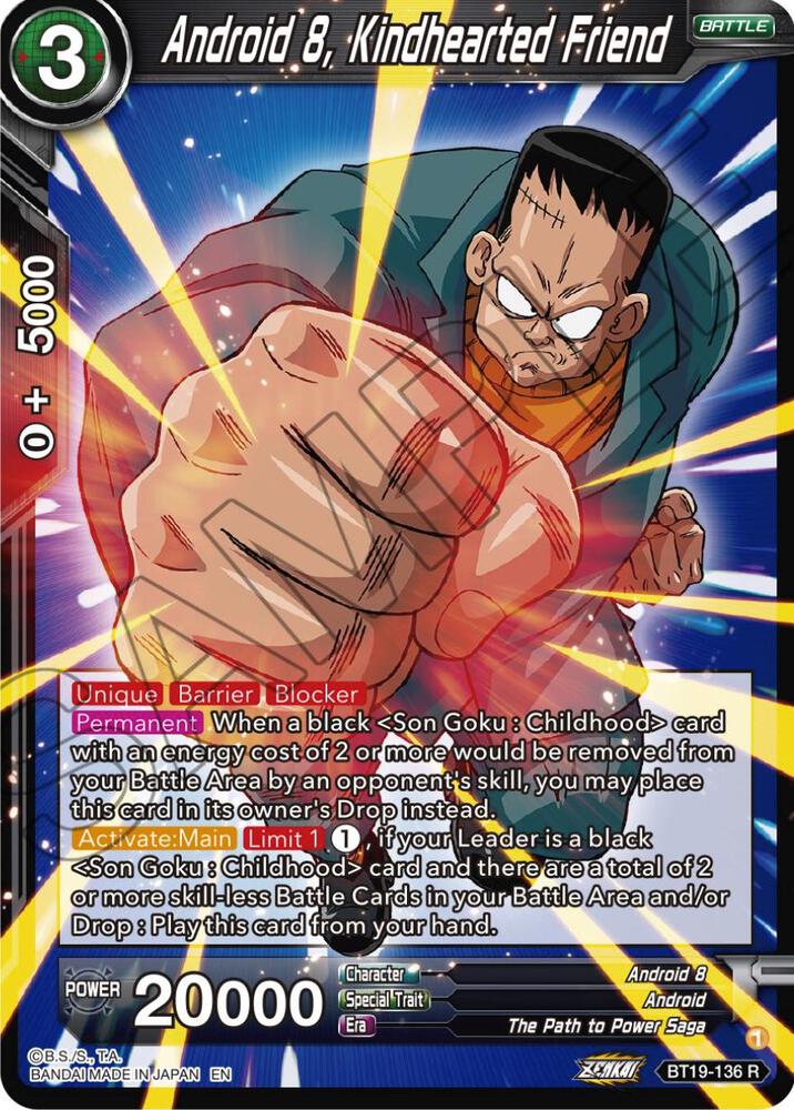 Android 8, Kindhearted Friend BT19-136 card from Fighter's Ambition