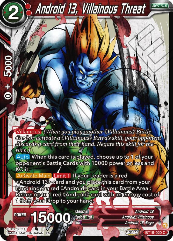 Android 13, Villainous Threat BT19-020 card from Fighter's Ambition