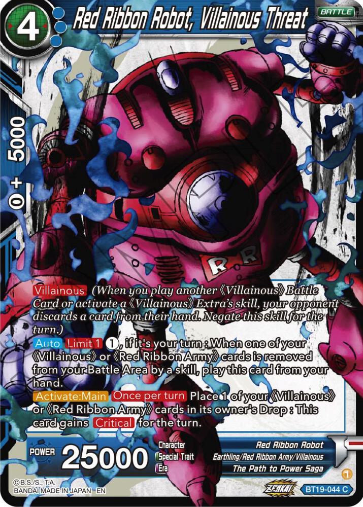 Red Ribbon Robot, Villainous threat BT19-044 card from Fighter's Ambition
