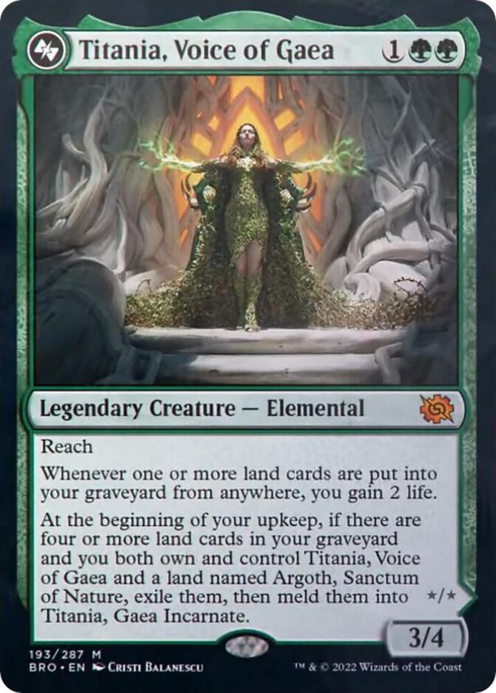 Titania, Voice of Gaea 193 card from The Brothers' War