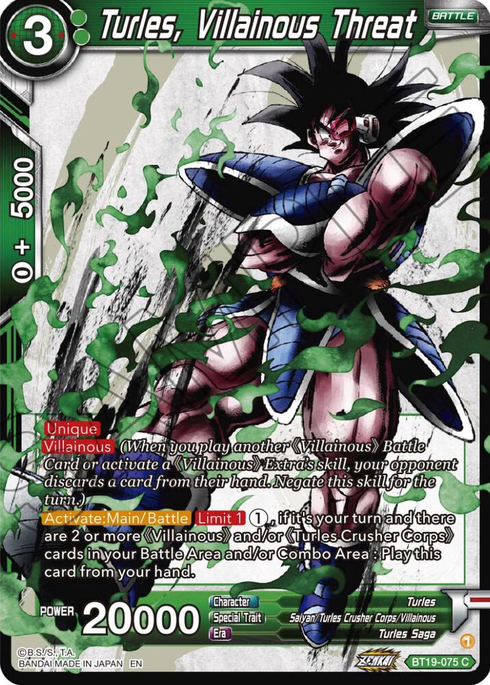 Turles, Villainous Threat BT19-075 card from Fighter's Ambition