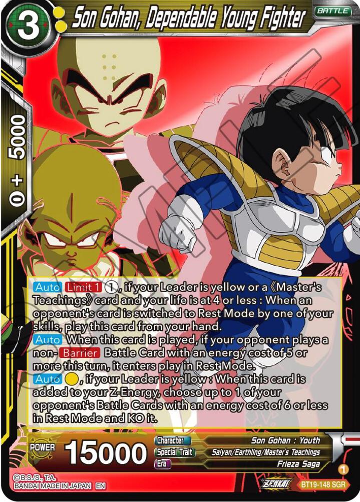 Son Gohan, Dependable Young Fighter BT19-148 card from Fighter's Ambition