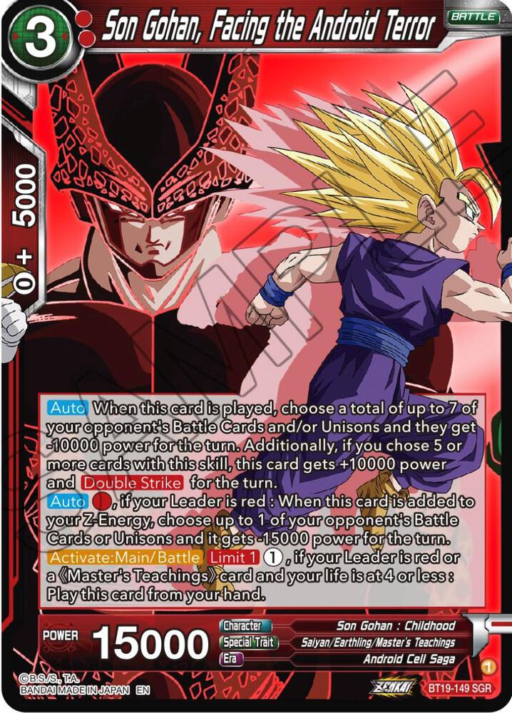 Son Gohan, Facing the Android Terror BT19-149 card from Fighter's Ambition