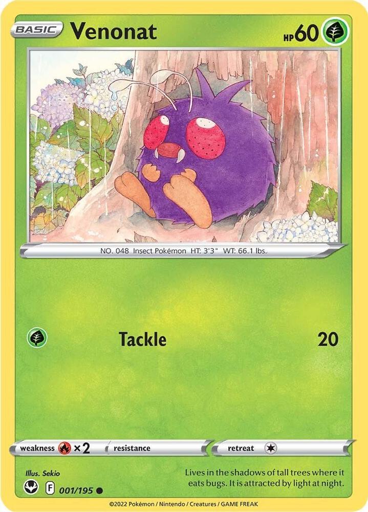 Venonat 001/195 card from SWSH12: Silver Tempest