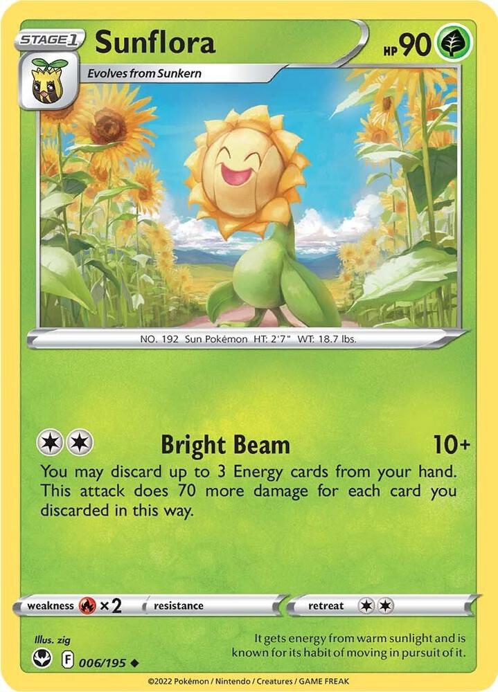 Sunflora 006/195 card from SWSH12: Silver Tempest