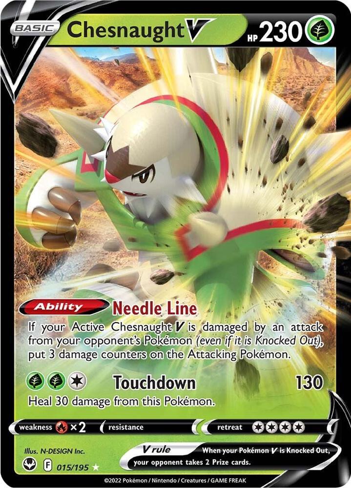 Chesnaught V 015/195 card from SWSH12: Silver Tempest