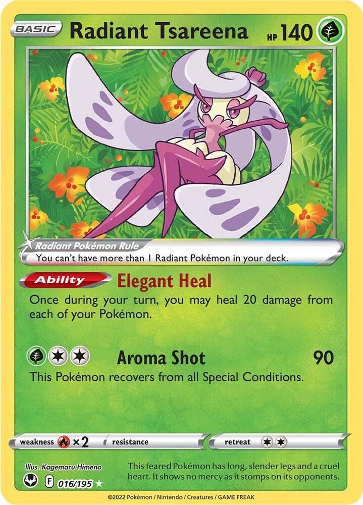 Radiant Tsareena 016/195 card from SWSH12: Silver Tempest