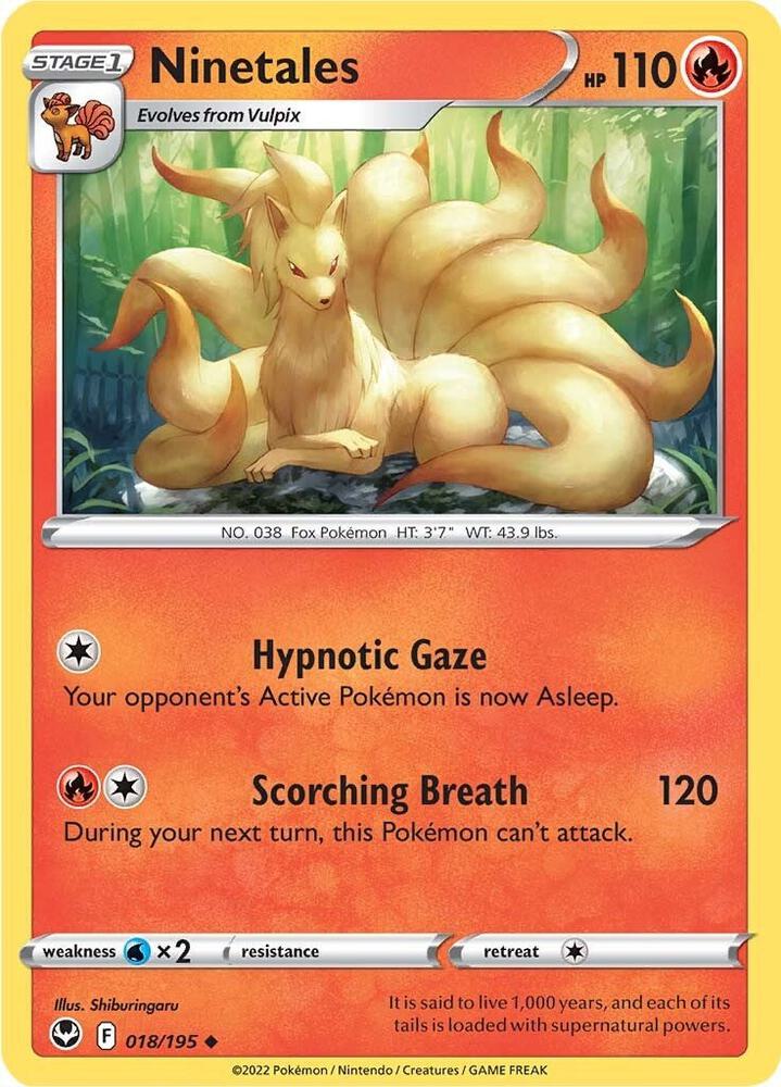 Ninetales 018/195 card from SWSH12: Silver Tempest