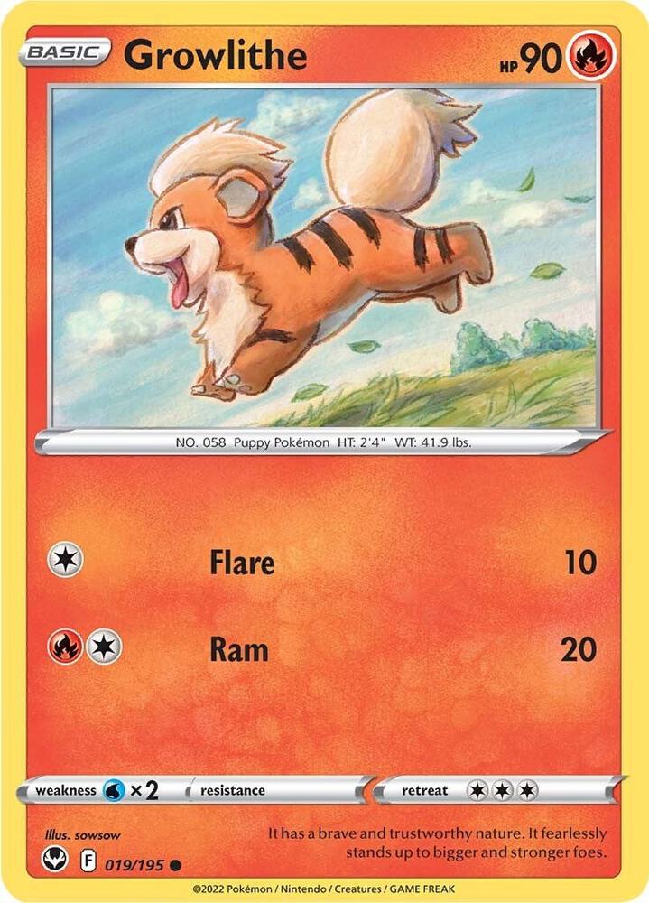 Growlithe 019/195 card from SWSH12: Silver Tempest