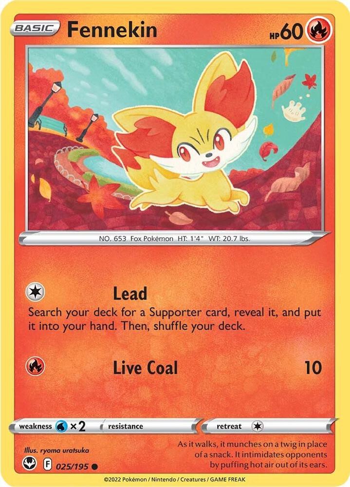 Fennekin 025/195 card from SWSH12: Silver Tempest