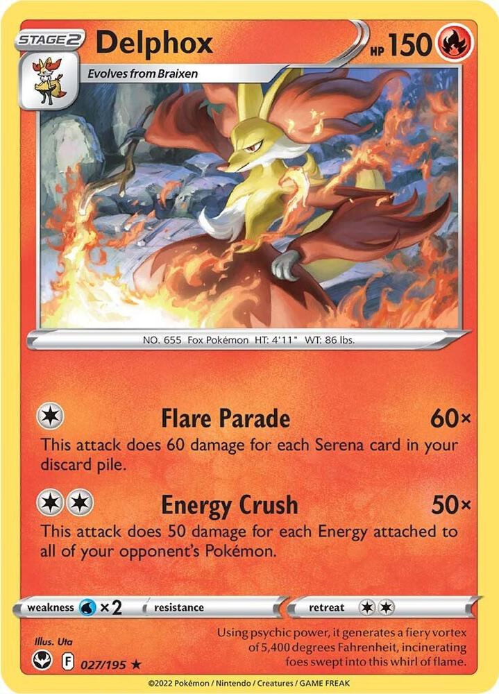 Delphox 027/195 card from SWSH12: Silver Tempest