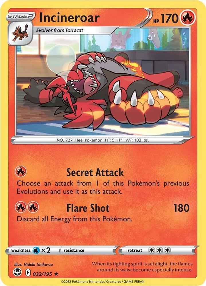 Incineroar 032/195 card from SWSH12: Silver Tempest