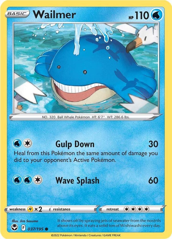 Wailmer 037/195 card from SWSH12: Silver Tempest