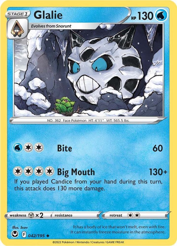Glalie 042/195 card from SWSH12: Silver Tempest