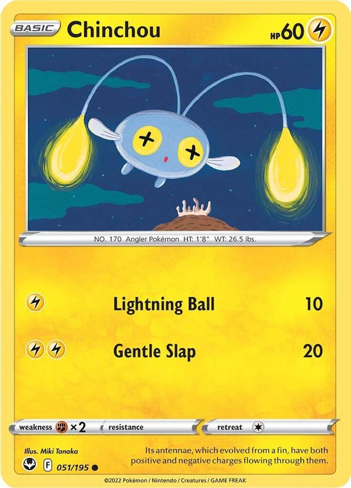 Chinchou 051/195 card from SWSH12: Silver Tempest
