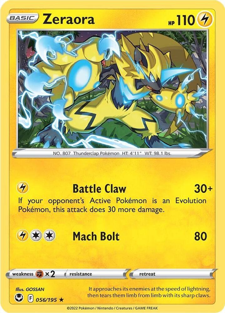 Zeraora 056/195 card from SWSH12: Silver Tempest