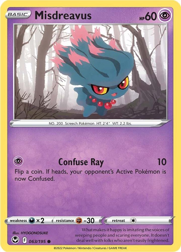 Misdreavus 063/195 card from SWSH12: Silver Tempest