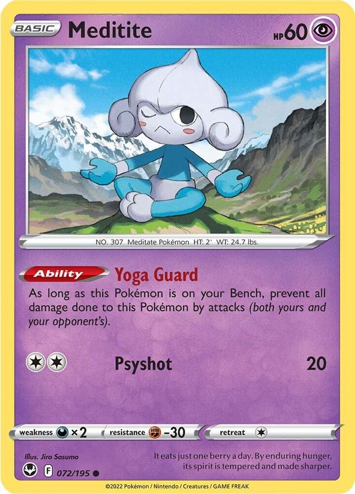Meditite 072/195 card from SWSH12: Silver Tempest