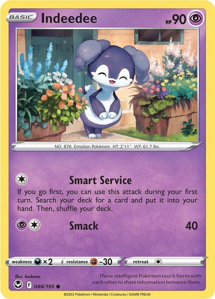 Indeedee 086/195 card from SWSH12: Silver Tempest