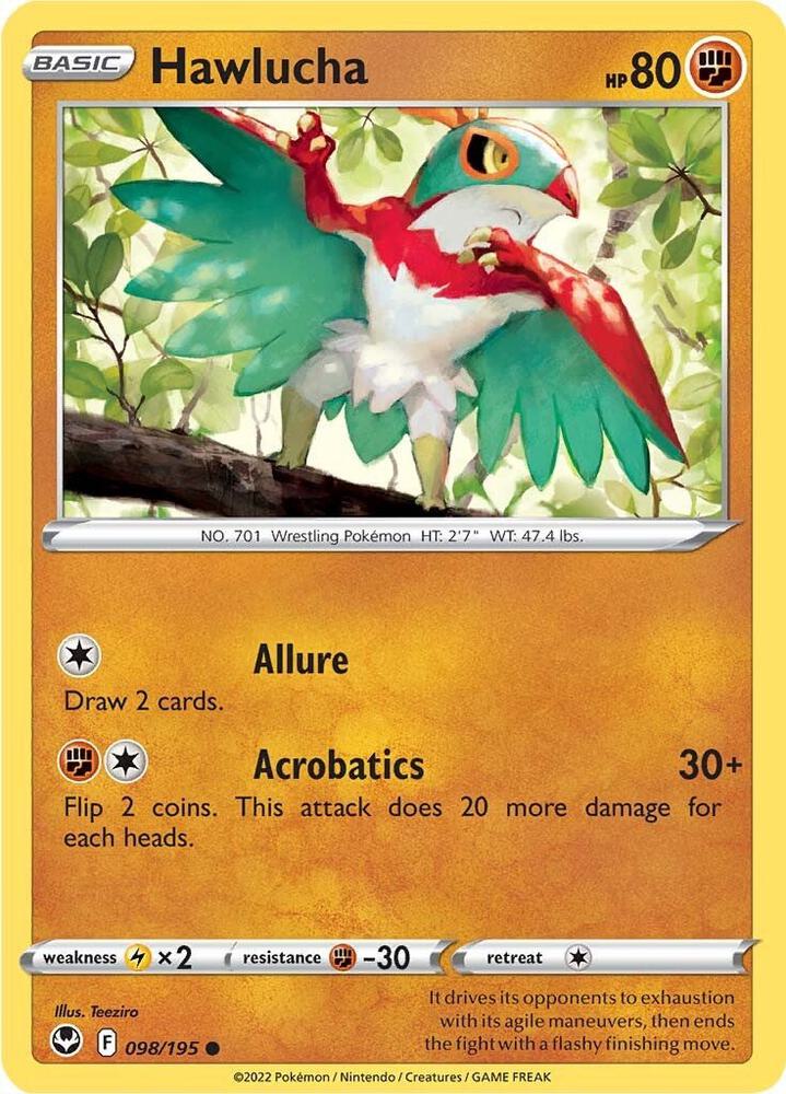 Hawlucha 098/195 card from SWSH12: Silver Tempest