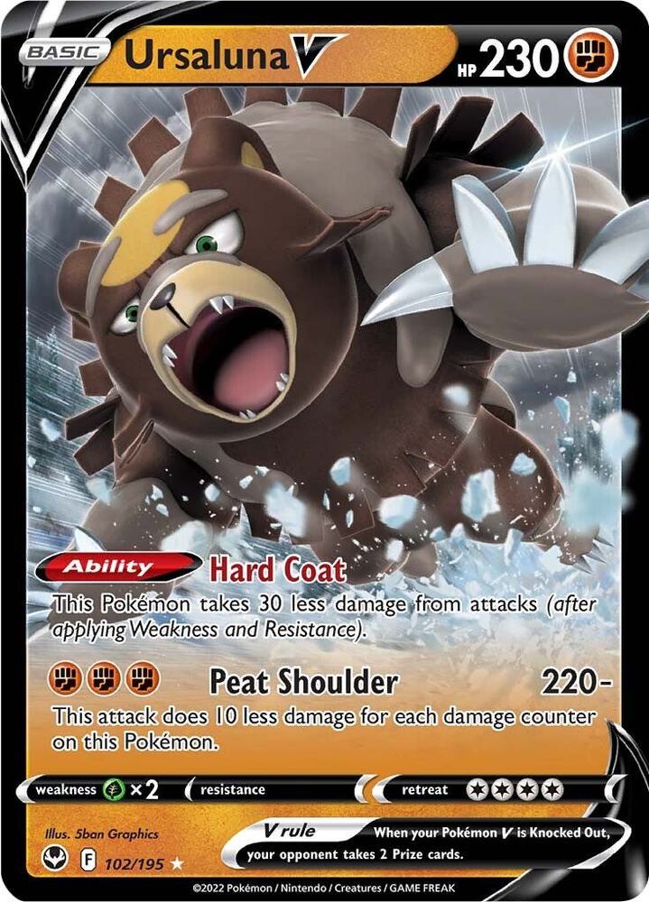 Ursaluna V 102/195 card from SWSH12: Silver Tempest