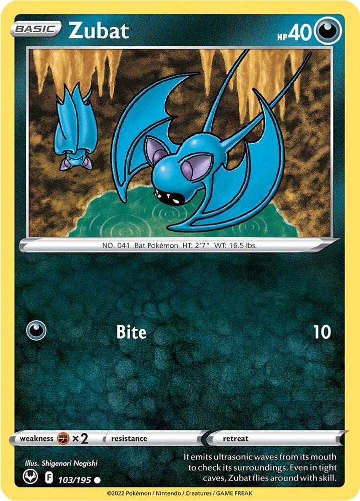 Zubat 103/195 card from SWSH12: Silver Tempest