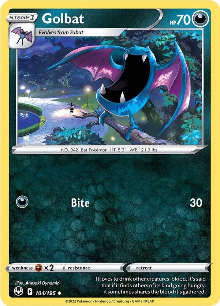 Golbat 104/195 card from SWSH12: Silver Tempest