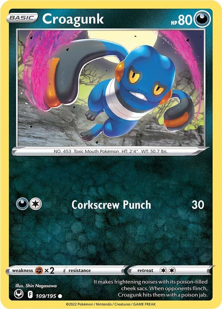 Croagunk 109/195 card from SWSH12: Silver Tempest