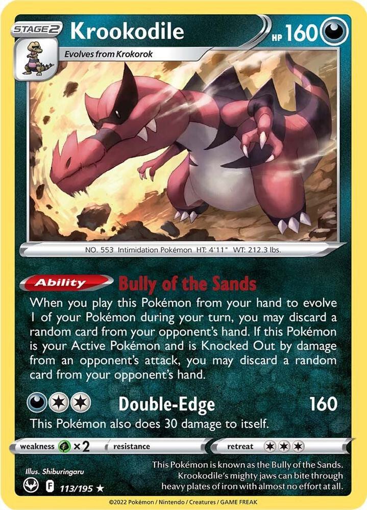Krookodile 113/195 card from SWSH12: Silver Tempest