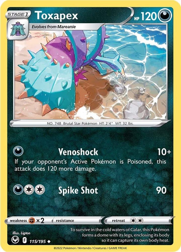 Toxapex 115/195 card from SWSH12: Silver Tempest