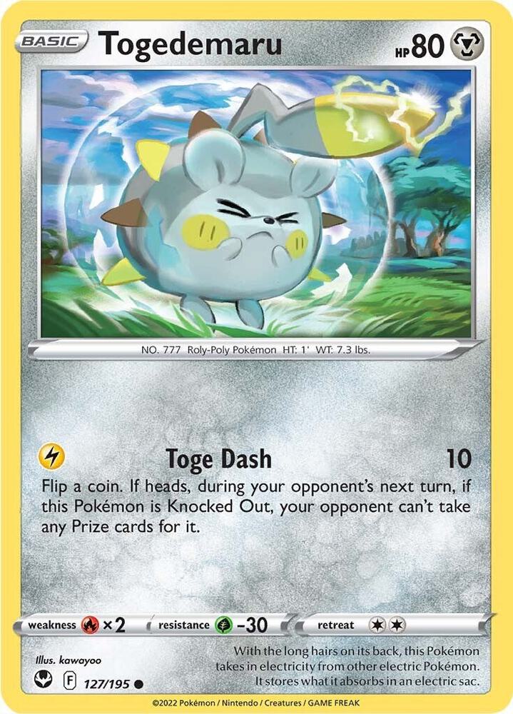 Togedemaru 127/195 card from SWSH12: Silver Tempest
