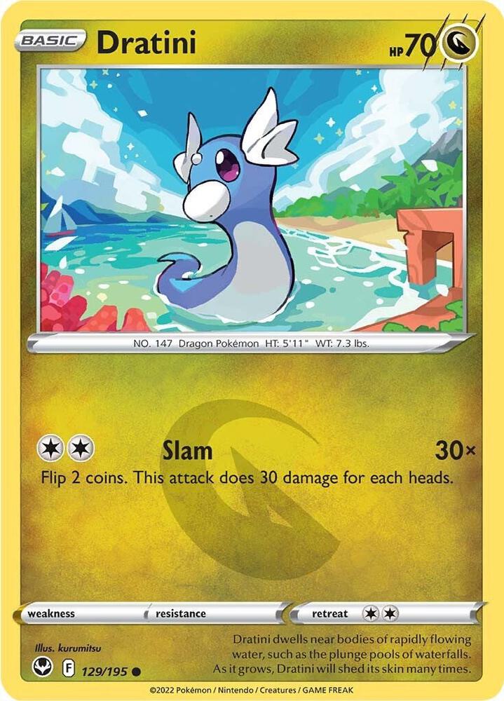Dratini 129/195 card from SWSH12: Silver Tempest