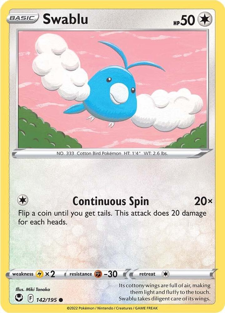 Swablu 142/195 card from SWSH12: Silver Tempest