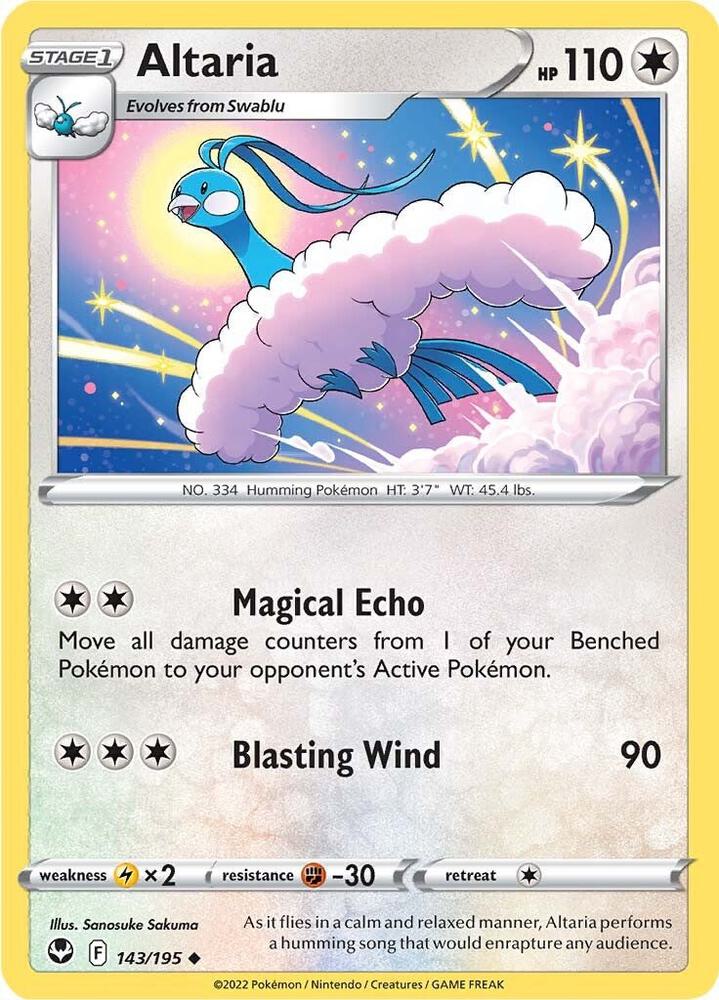 Altaria 143/195 card from SWSH12: Silver Tempest