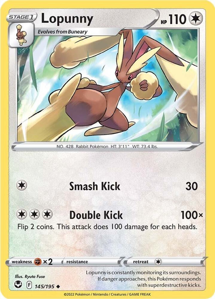 Lopunny 145/195 card from SWSH12: Silver Tempest