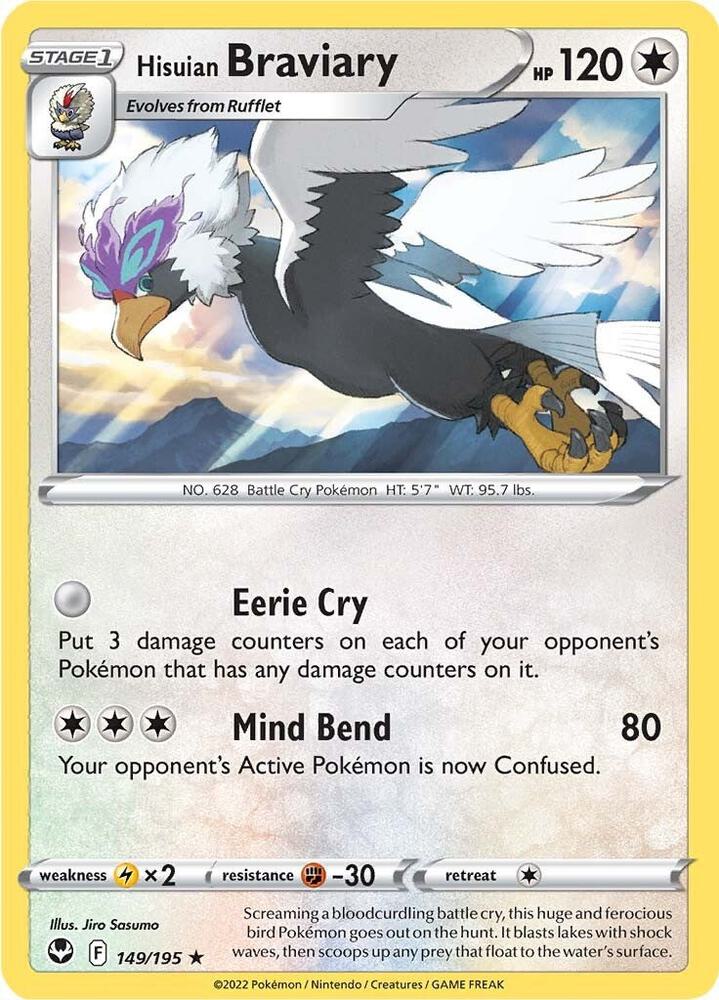 Hisuian Braviary 149/195 card from SWSH12: Silver Tempest