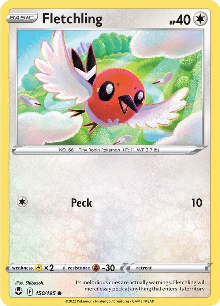 Fletchling 150/195 card from SWSH12: Silver Tempest