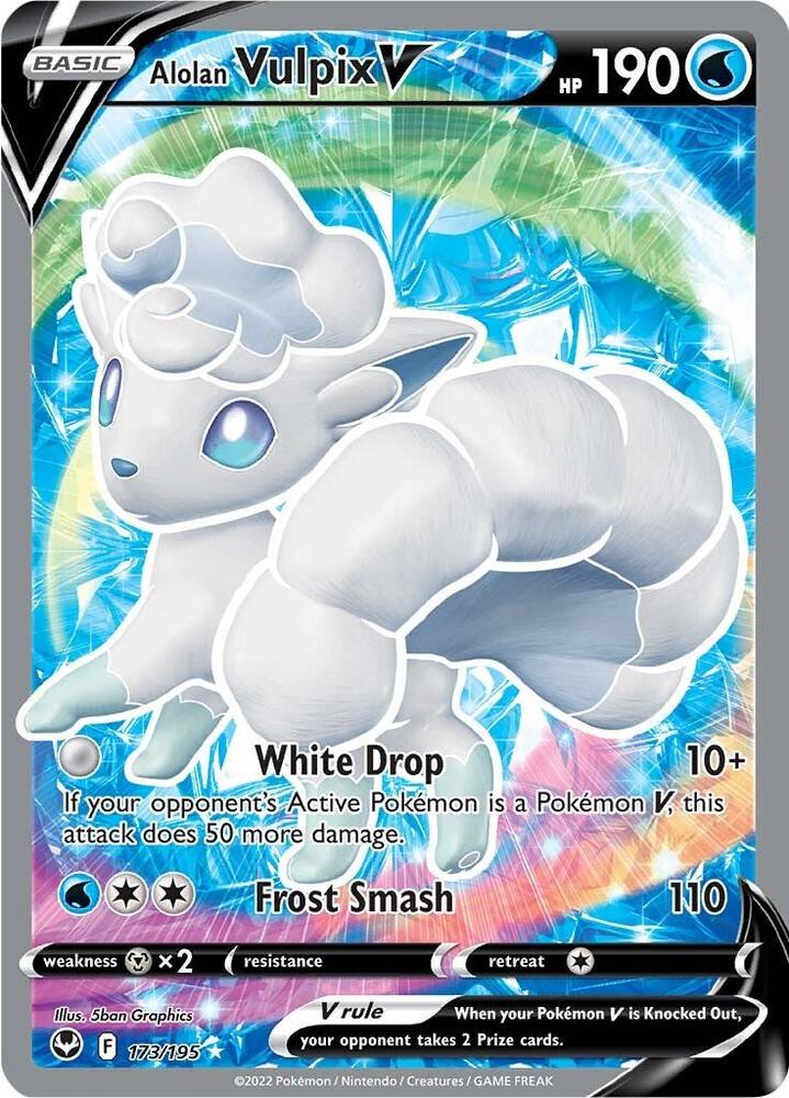 Alolan Vulpix V (Full Art) 173/195 card from SWSH12: Silver Tempest