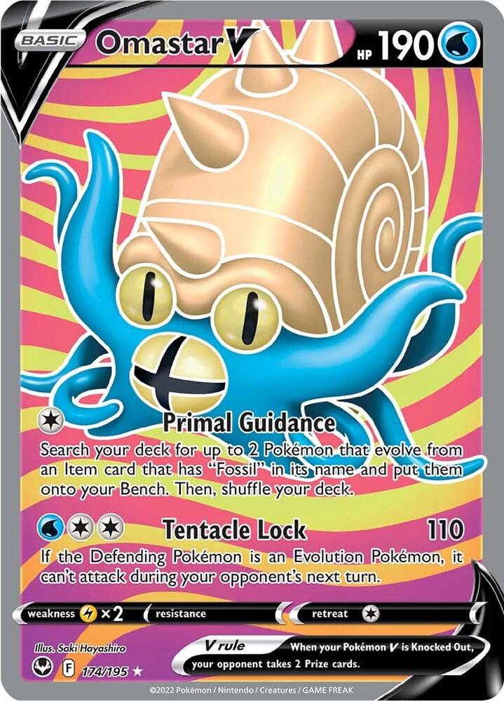 Omastar V (Full Art) 174/195 card from SWSH12: Silver Tempest