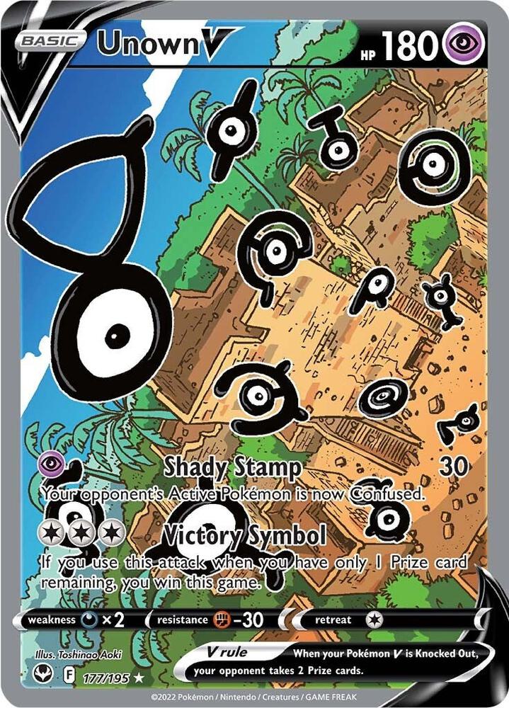 Unown V (Alternate Full Art) 177/195 card from SWSH12: Silver Tempest