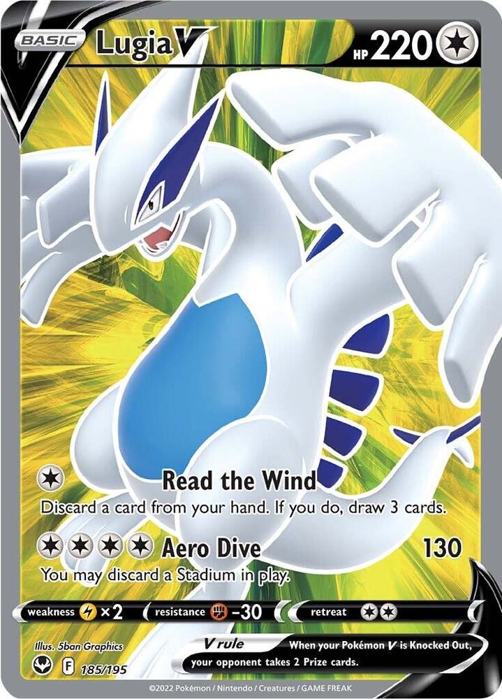 Lugia V (Full Art) 185/195 card from SWSH12: Silver Tempest