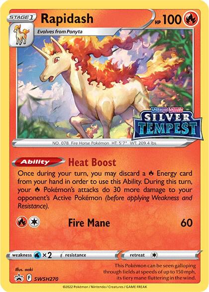 Rapidash (Prerelease) SWSH270 card from SWSH: Sword & Shield Promo Cards